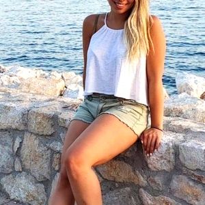 Olive Green Studded Jean Shorts